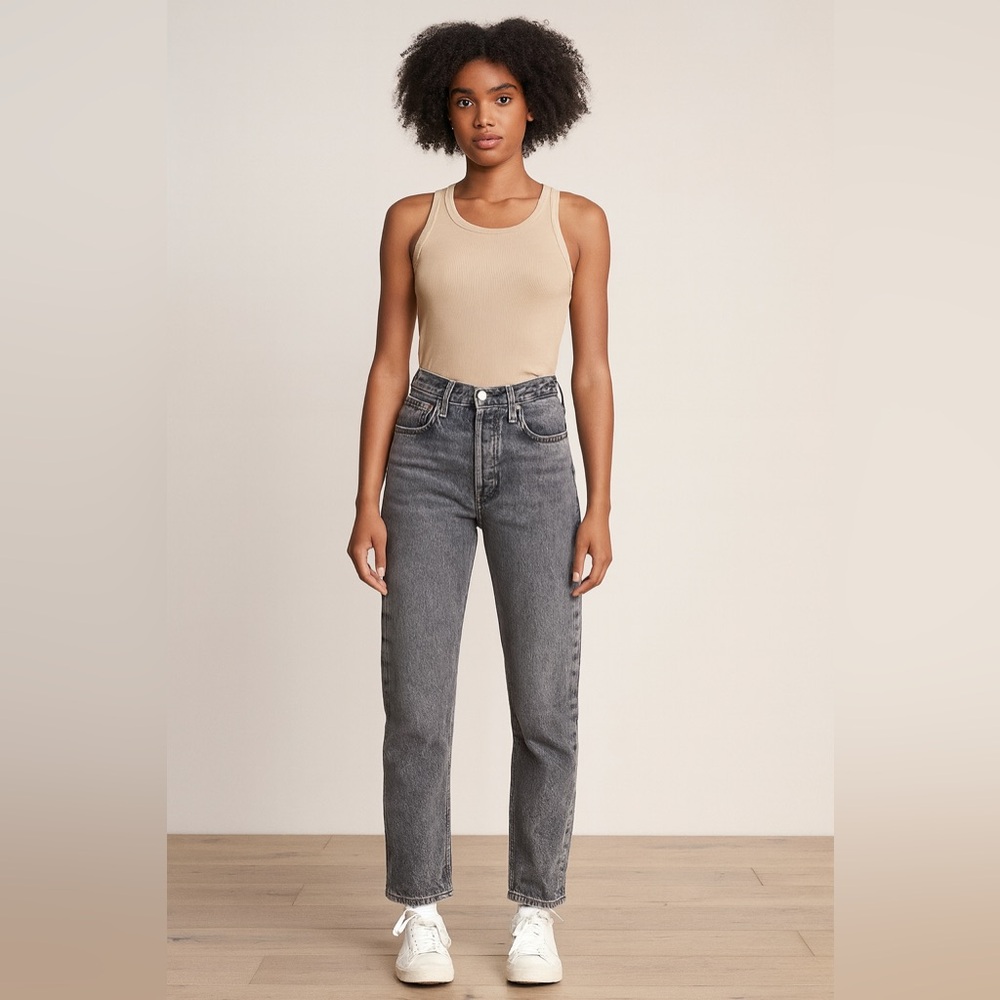 RE/DONE 70s Stove Pipe High Rise Straight Leg Jeans in‎ Silfade Size 27